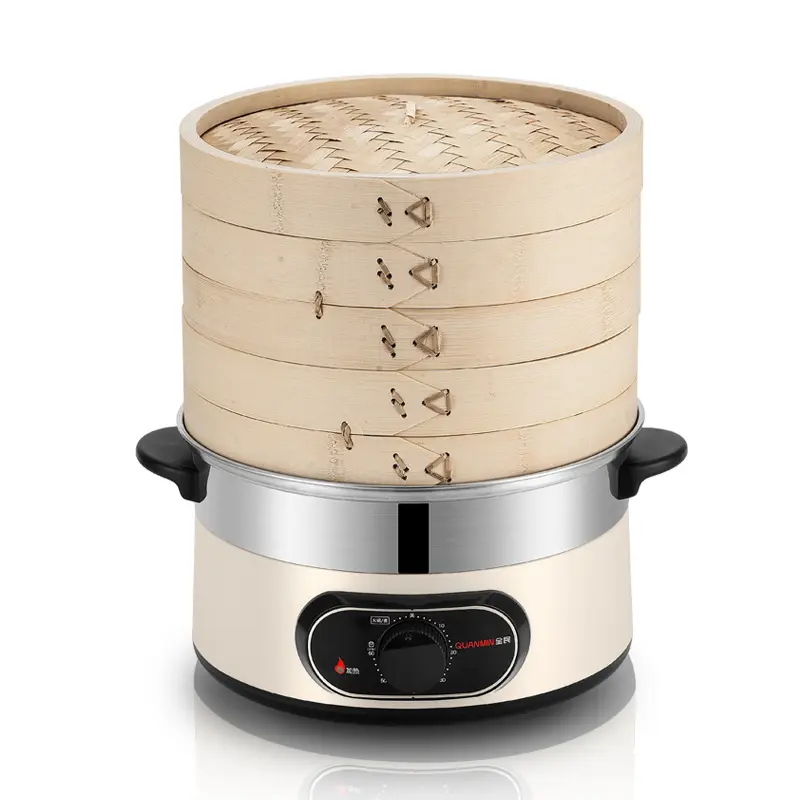 Newell Large Capacity Multi-function Factory Direct Sale Dumpling Supplier Natural Japanese Round Bamboo Electric Steamer