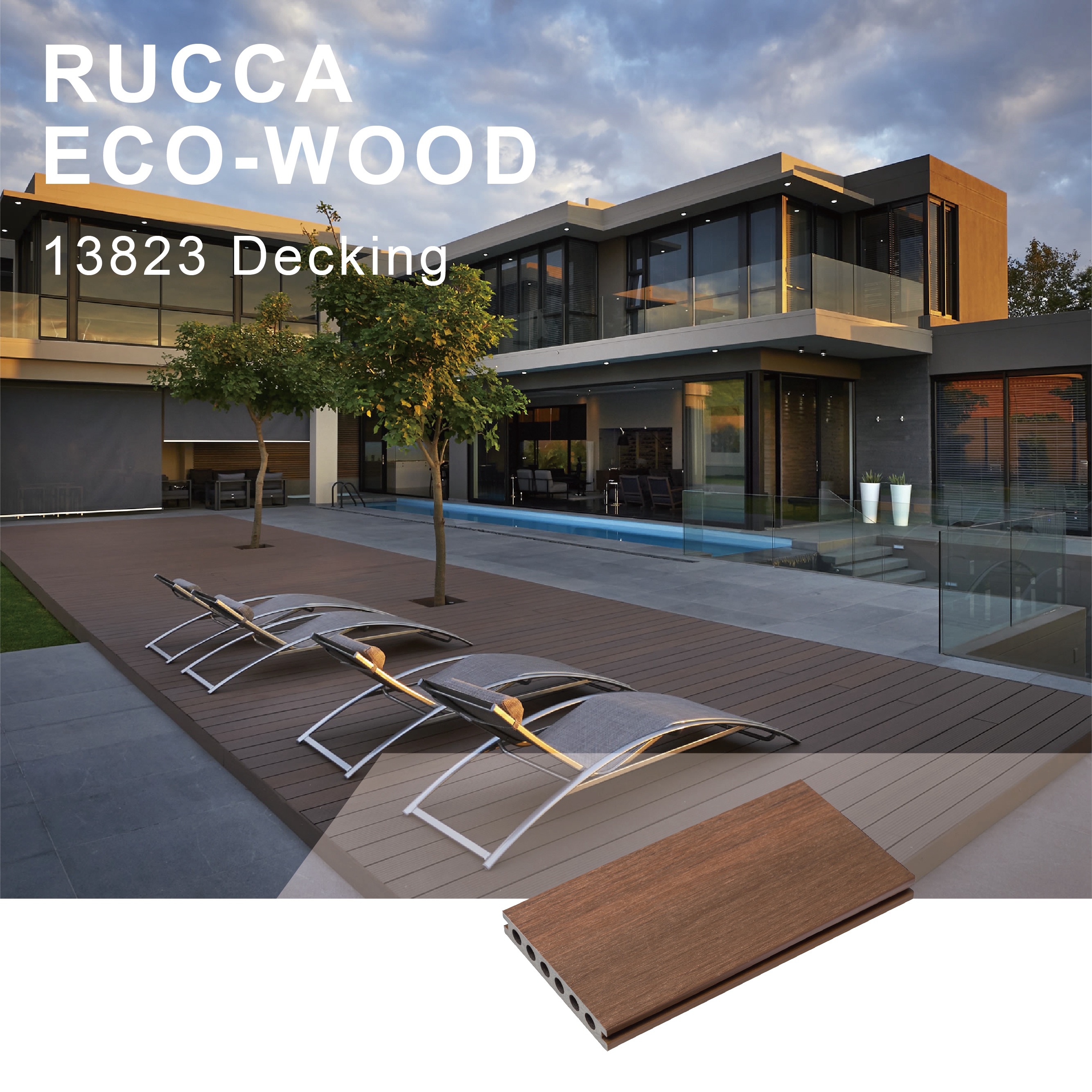 Popular Style Grey Plastic Composite WPC Co-extrusion Balcony Waterproof Outdoor Decking Flooring Covering