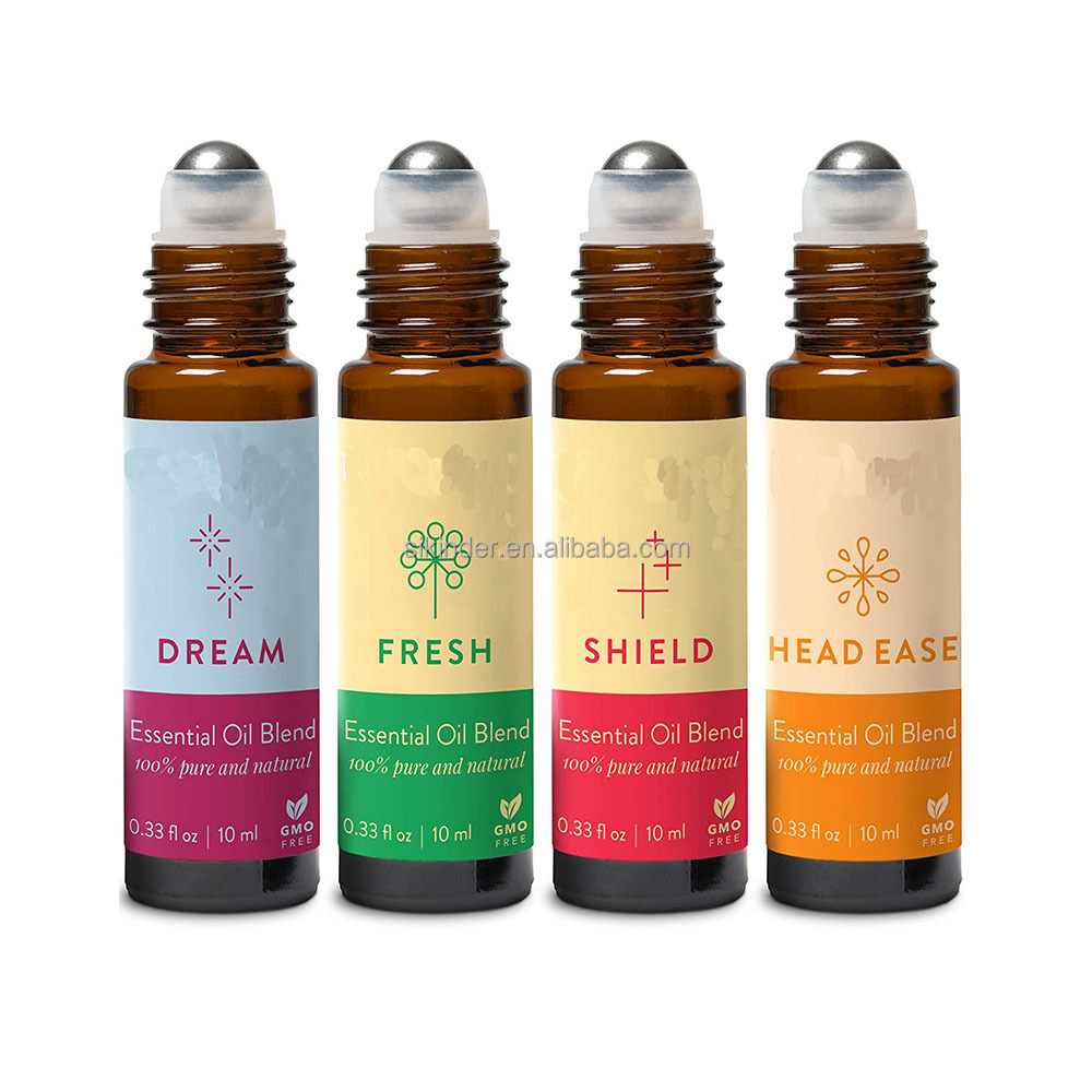 Private Label Essential Oil Massage Aromatherapy Roll On Roller Ball Bottles essential oils Gift Set