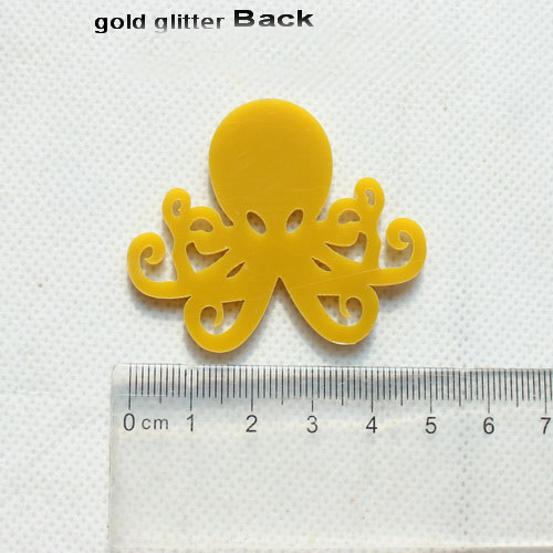 AC1004 1.5" Acrylic Octopus Necklace Gold Glitter /Black/White/ Mirror Color Cutout Ornaments