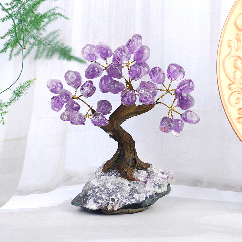 Mini natural spiritual Energy healing stone amethyst tree for home office DIY gifts