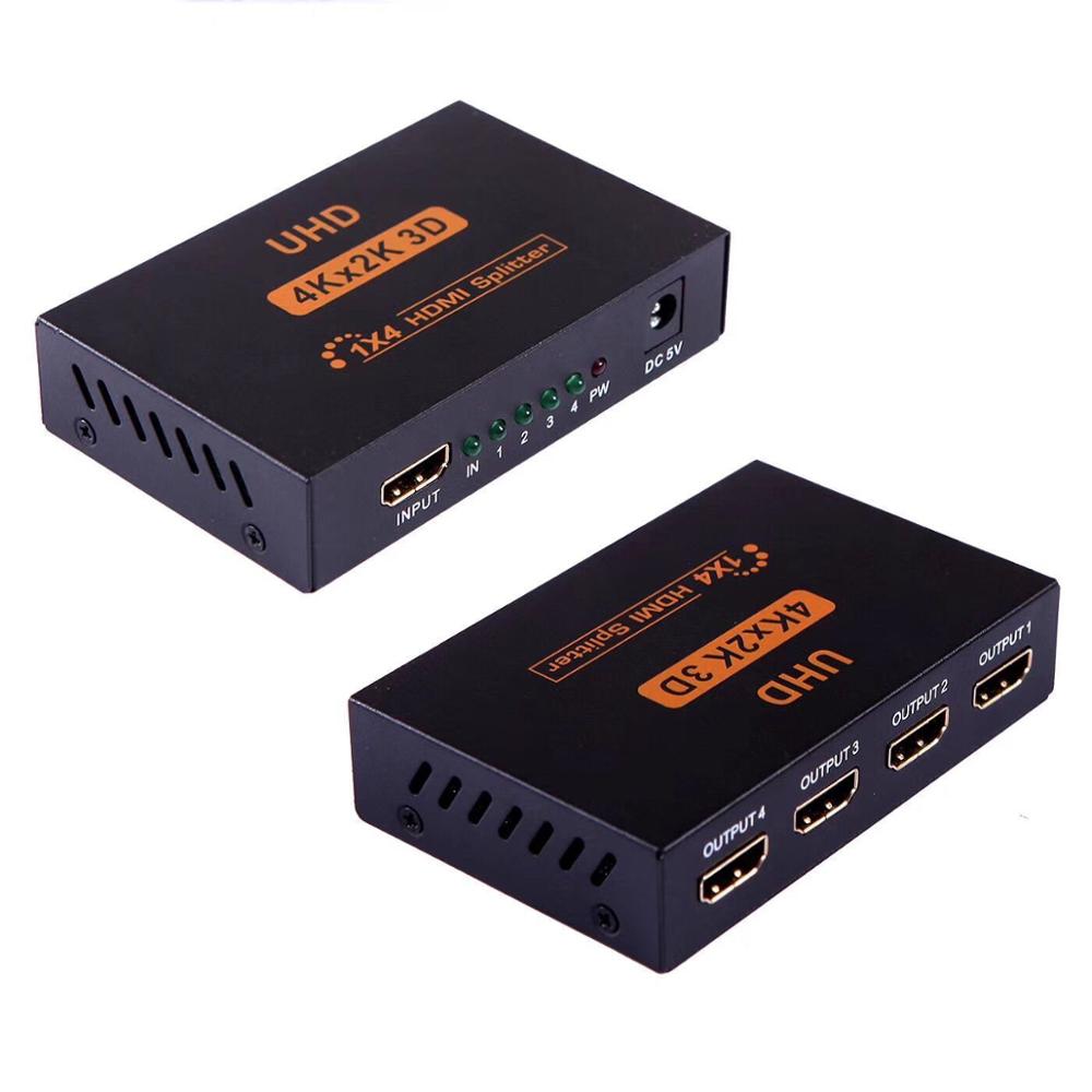 Разветвитель UHD 4K * 2K 3D HDMI 1 в 4 выход прочный твердый металл HDMI 1.4b HDMI разветвитель для HDTV PS Xbox360 вилка для ЕС США Великобритании