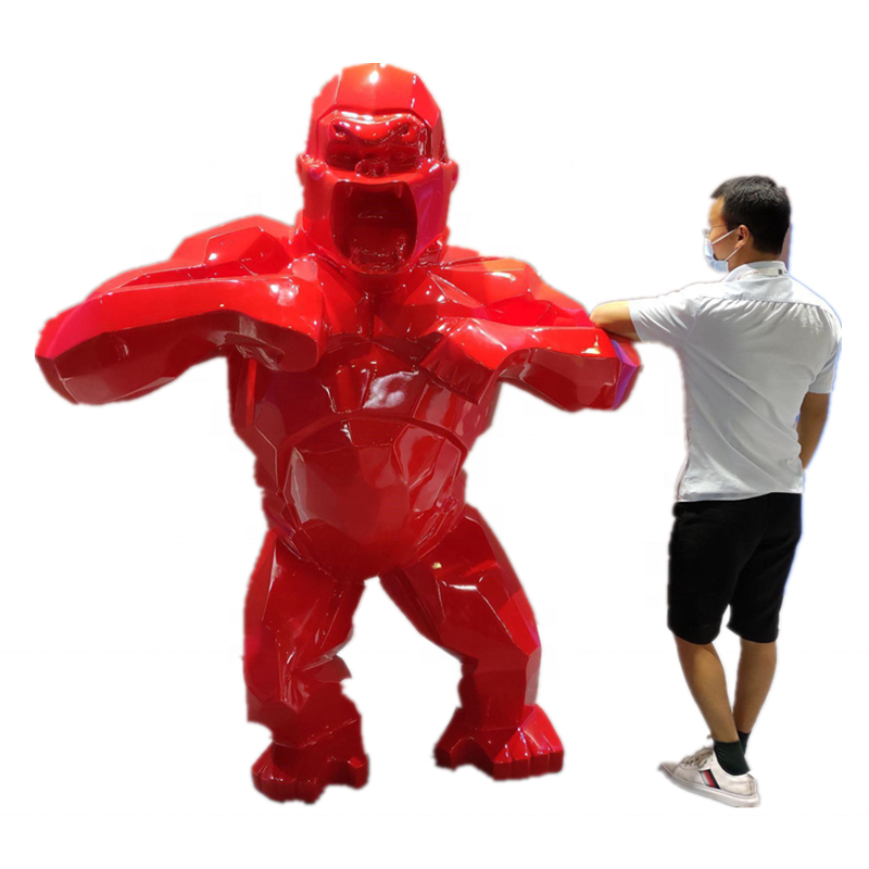 Фигурная гигантская статуя из стеклопластика с геометрическим рисунком Gorilla, современное искусство, размер на заказ