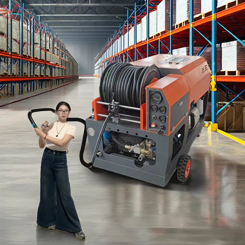 High-efficiency cleaning 150BAR115LPM equipped with wireless remote control sewer cleaning machine with super cleaning ability