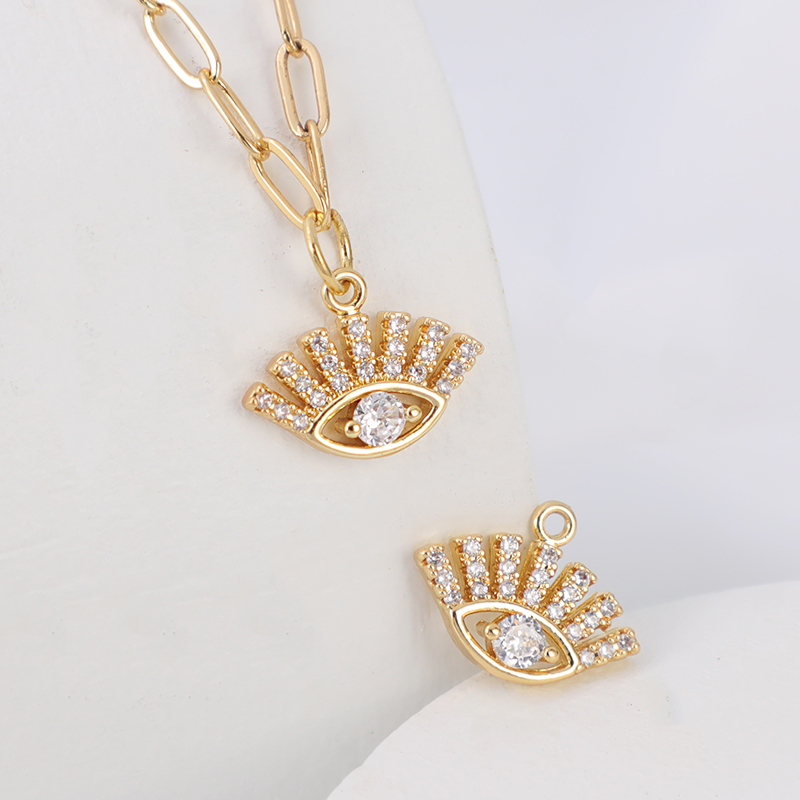 mens outdoor cuban link pendants copper 18K gold plating pendant necklace womens Fashion trends evileye charms pendant