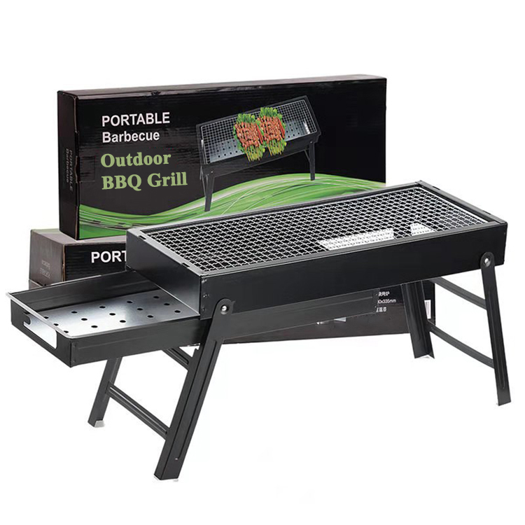Outdoor Folding Portable Charcoal Barbecue Grill Camping Household Charcoal Oven BBQ Drawer Grill
