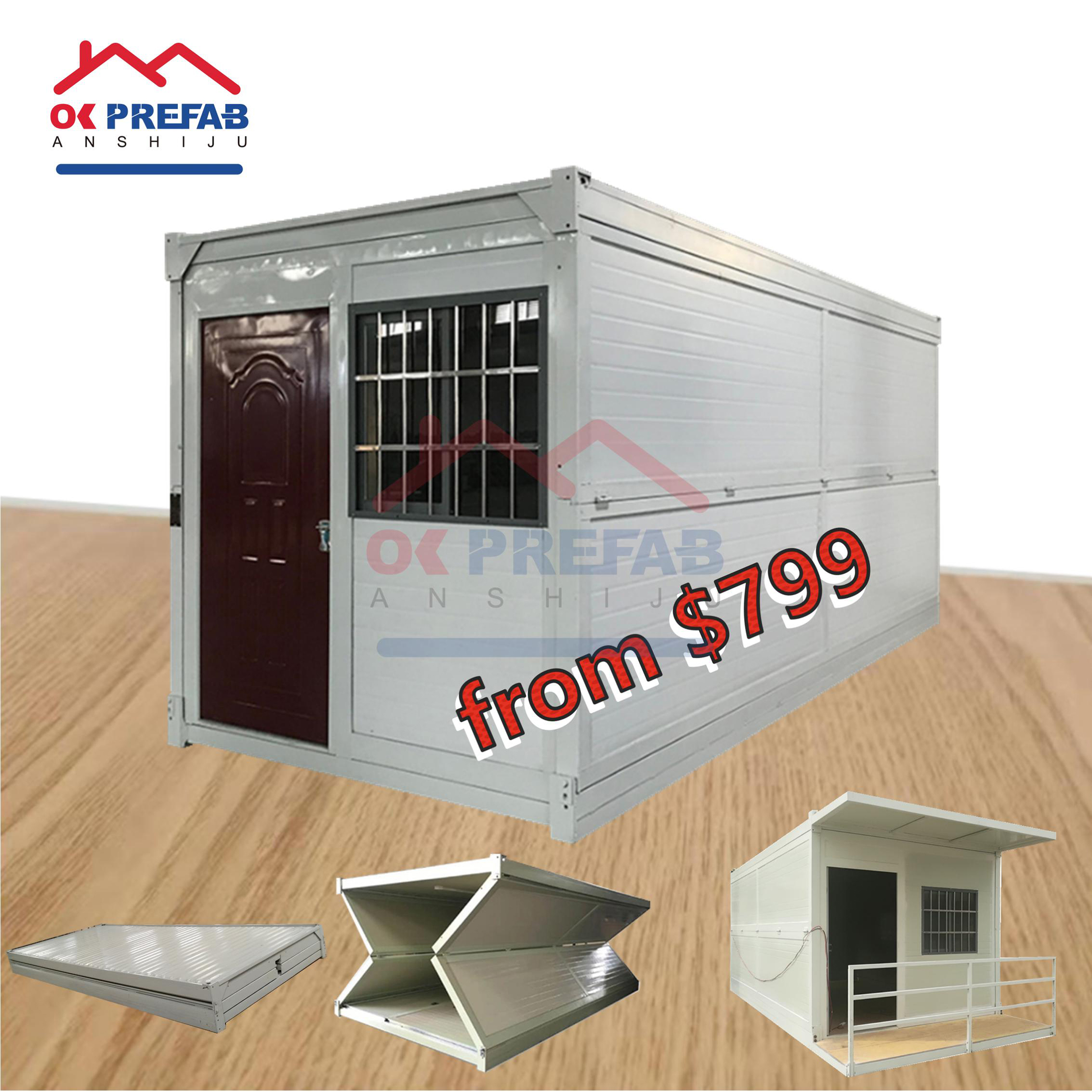Okprefab 20ft 40ft Складного Контейнера офисный размещение складной крошечные сборные дома контейнер дом
