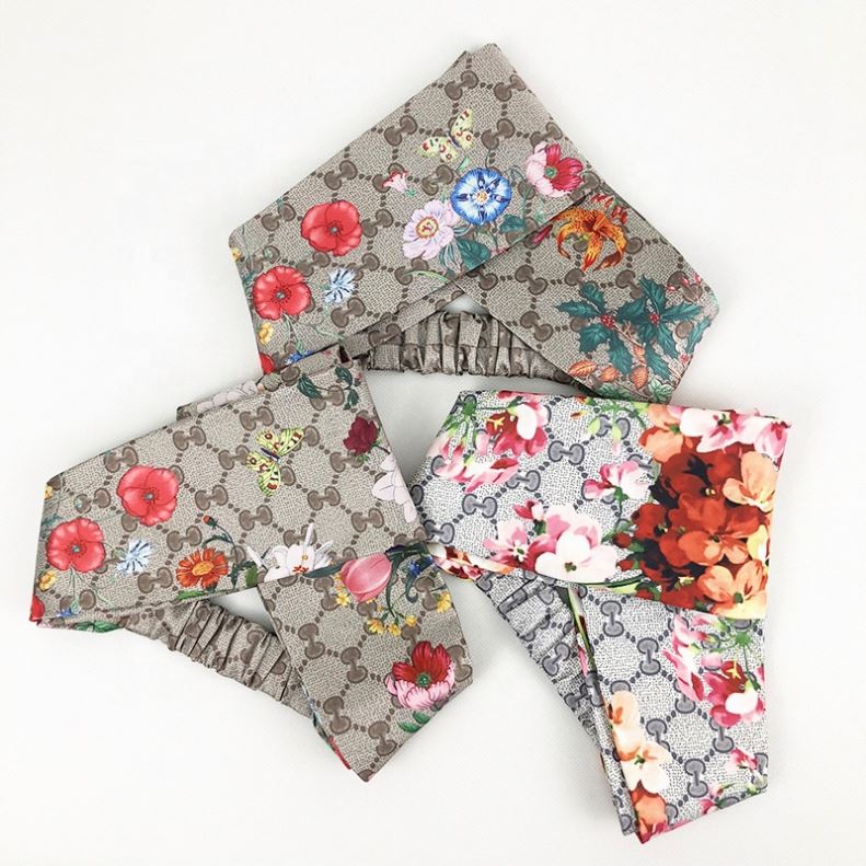 2020 Fashion Custom Silk Satin Elastic Hair Bands Boho Floral Luxury Designed Headbands For Women