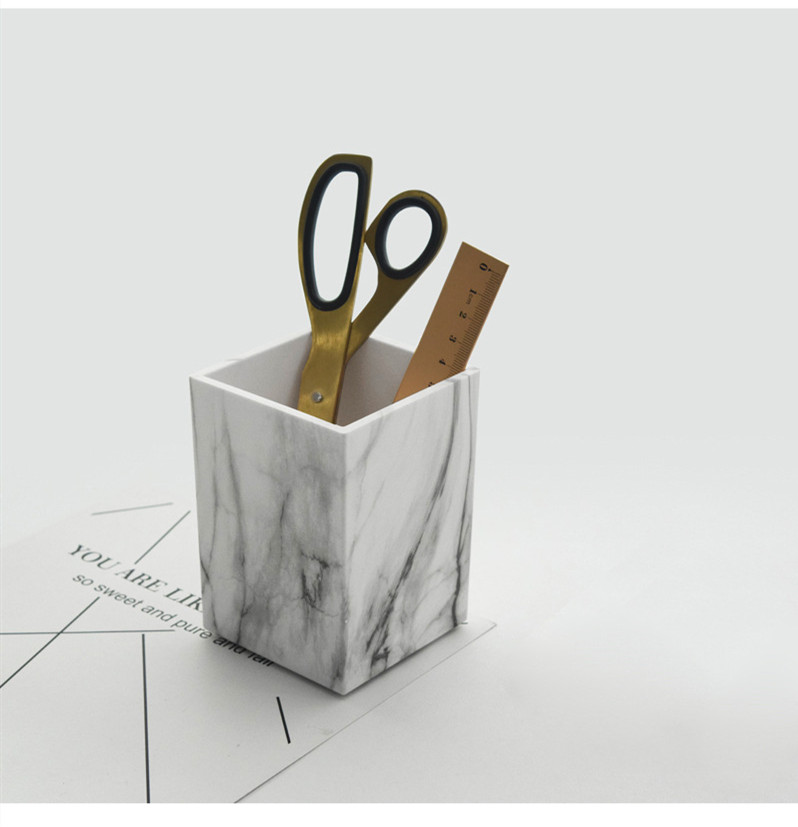 2020 New Arrival Marble Pattern Pencil Holder Stylish Pen Holder Plastic Makeup Brush Holder