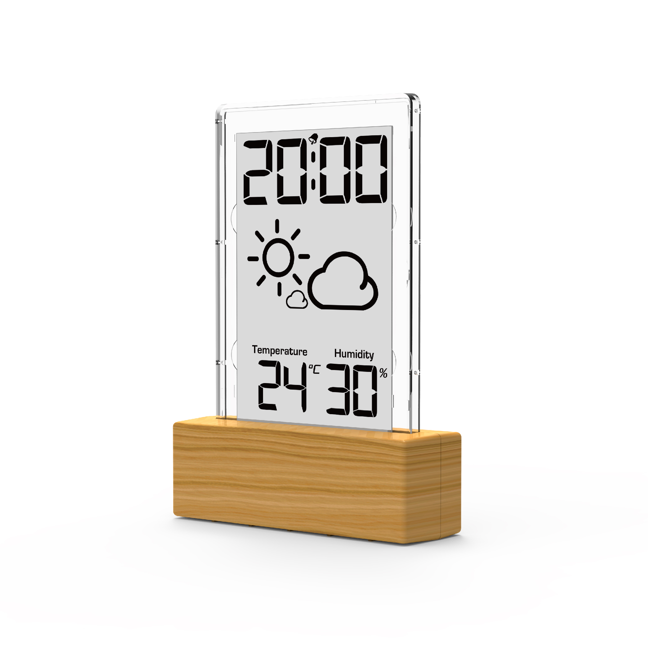 Простой Цифровой Прозрачный деревянный ЖК-будильник EWETIME с прогнозом погоды и термометром