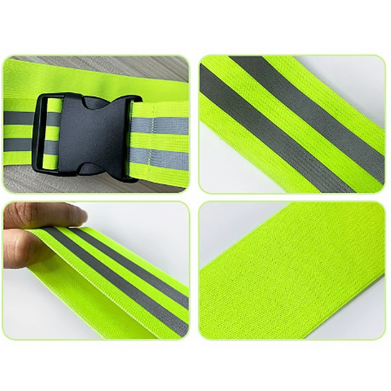 Wholesale Fluorescent Yellow Color Light Reflective Unisex Waist Elastic Band belt For Outdoor Walking Activity Safety