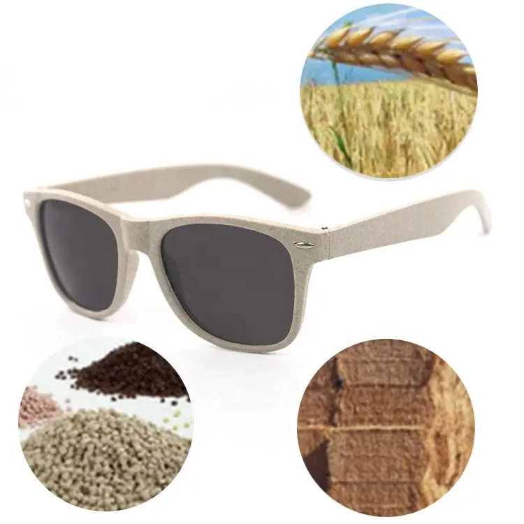 2022 custom logo natural pp fiber recycled degradable promotion sun glasses wheat sunglasses eco sunglasses