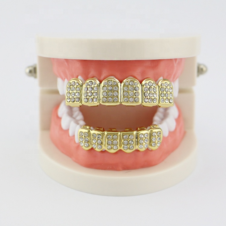 Хип-хоп ювелирные изделия креативный медный горный хрусталь зубы Grillz набор ювелирных изделий оптом
