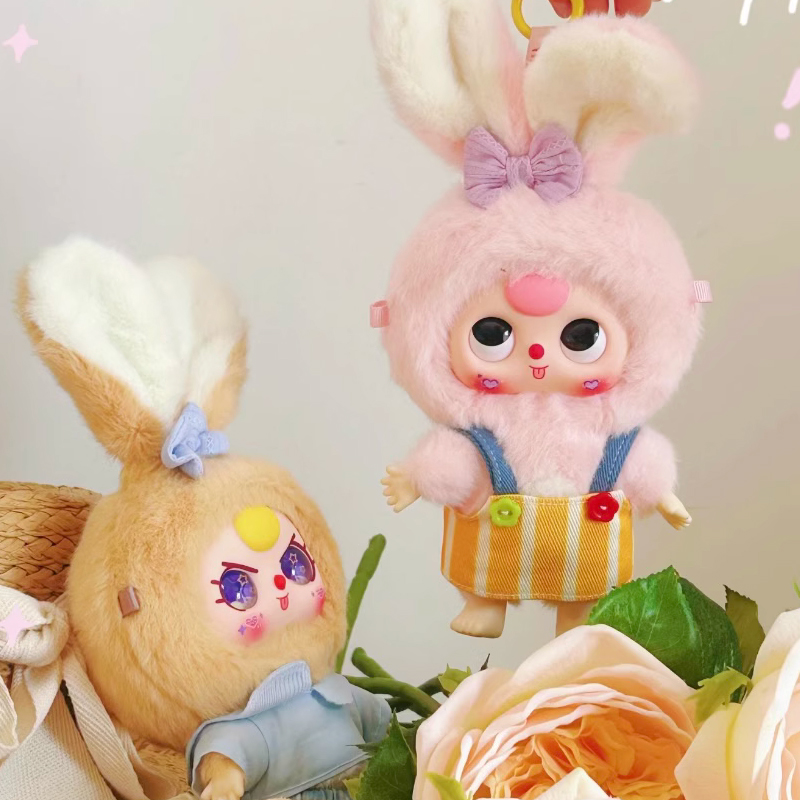 Blind box 100% Original Baby three Macaron Little Rabbit Series Plus v.3 Plush blind box trendy toy pendant creative cute doll
