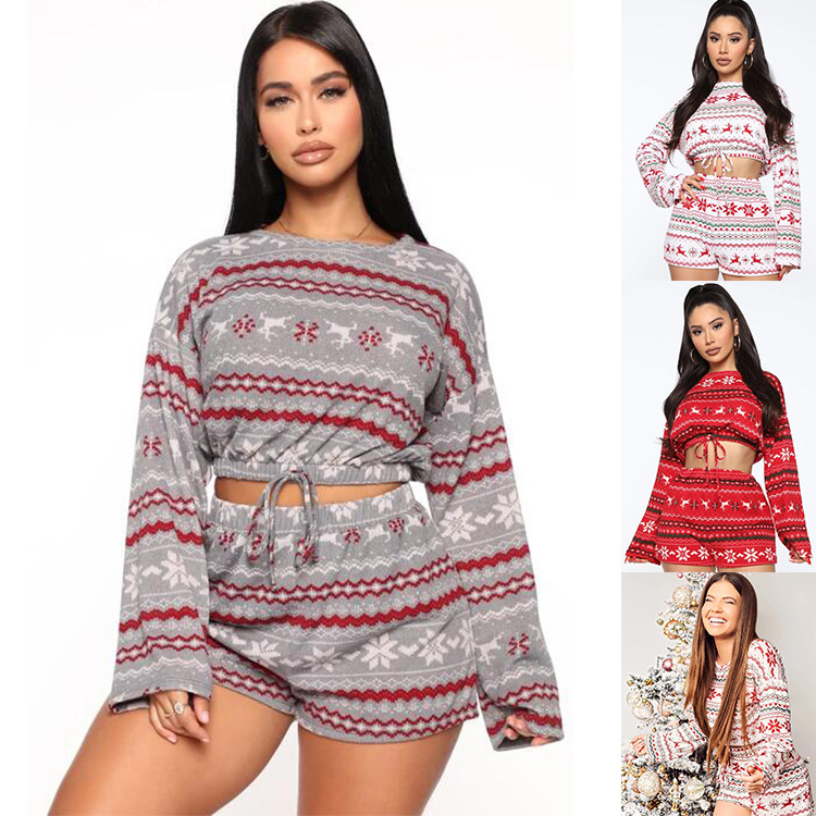 Dropshipping Amzon Hot Slae Christmas Pajamas Cotton Striped Pajamas