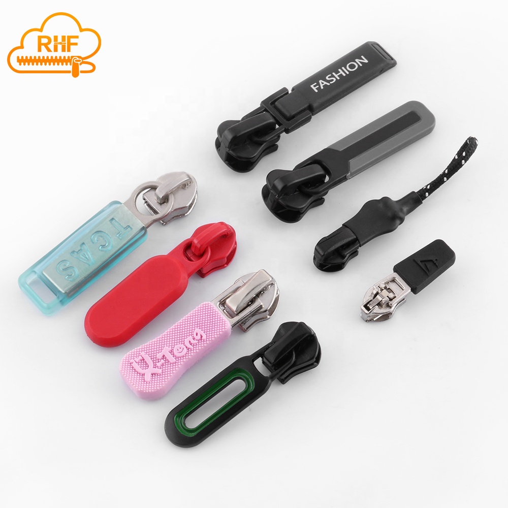 High quality rubber zipper slider 3# 5# Soft rubber zipper pull Bag plastic zipper head