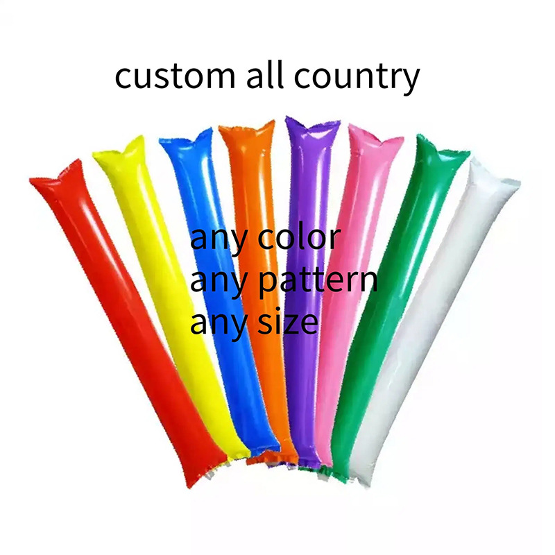 manufacturer custom logo and thickness noise maker PE inflatable thunder balloon bang bang bam cheer stick clappers