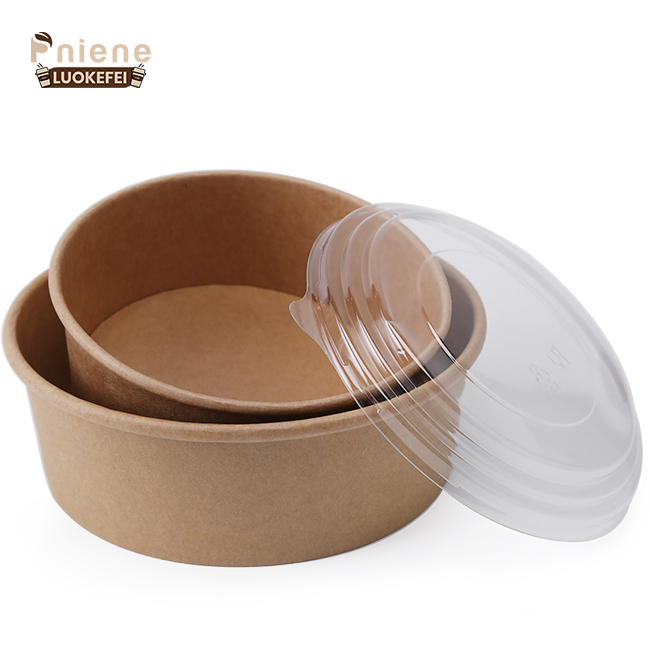 Factory retails takeaway salad paper bowl 500ml 750ml 1300ml disposable kraft paper salad bowl