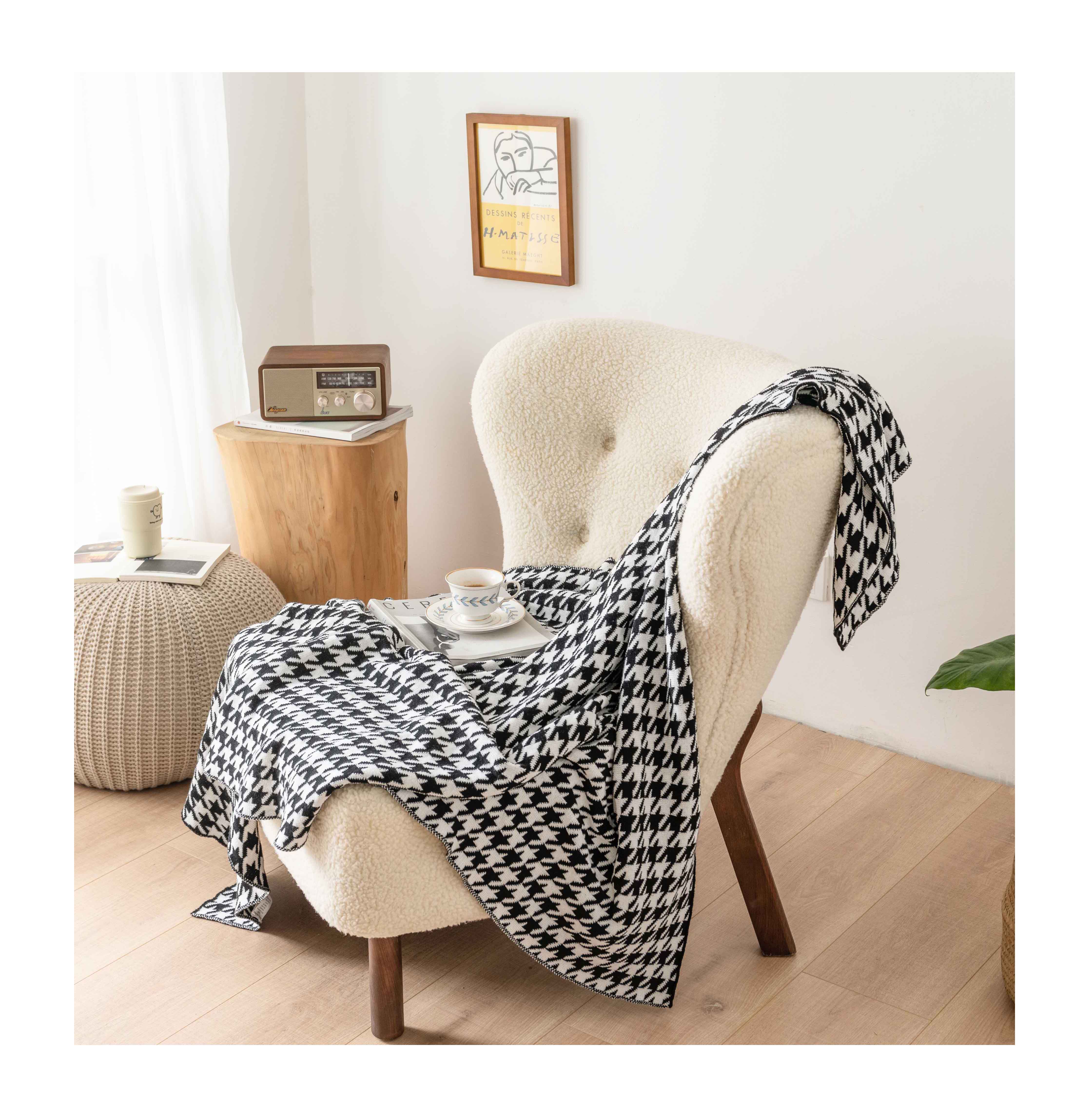 Новые Теплые поставщик ткани в винтажном стиле шоу длинное зимнее 100% cottonpersonalized с рисунком «гусиные лапки» выбрасывающимся одеялом