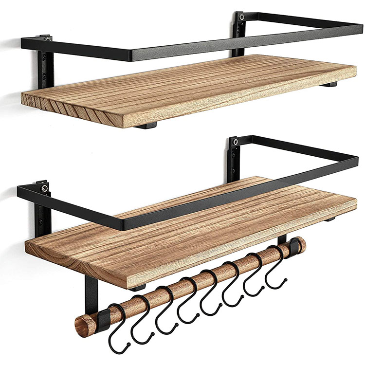 2-piece set Country decoration Shower Room kitchen bedroom floating wall shelves solid wood