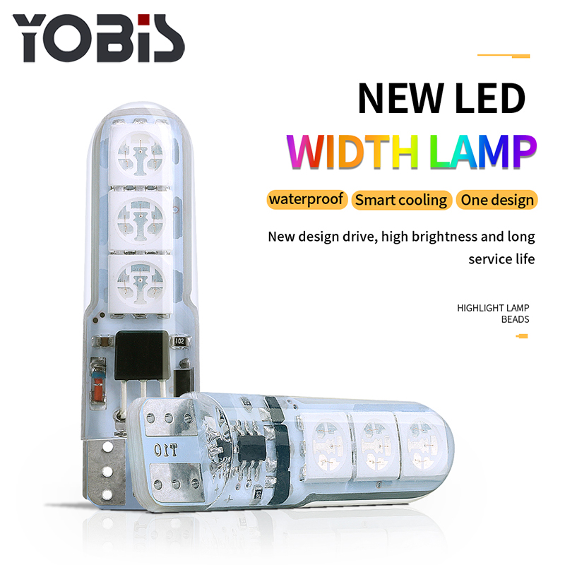 Автомобильная светодиодная лампа Yobis T10 5050 6SMD с дистанционным управлением, светодиодная лампа T10 RGB, светодиодная лампа для салона автомобиля