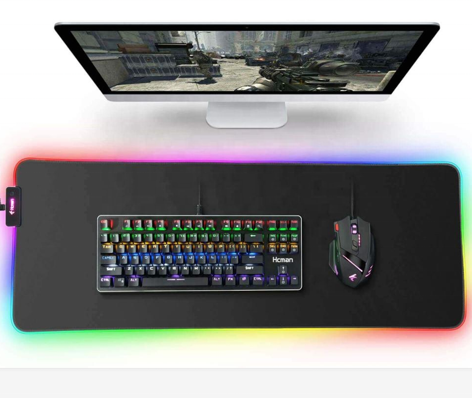 Игровой RGB коврик для мыши с подсветкой на заказ, светящийся светодиодный коврик для мыши
