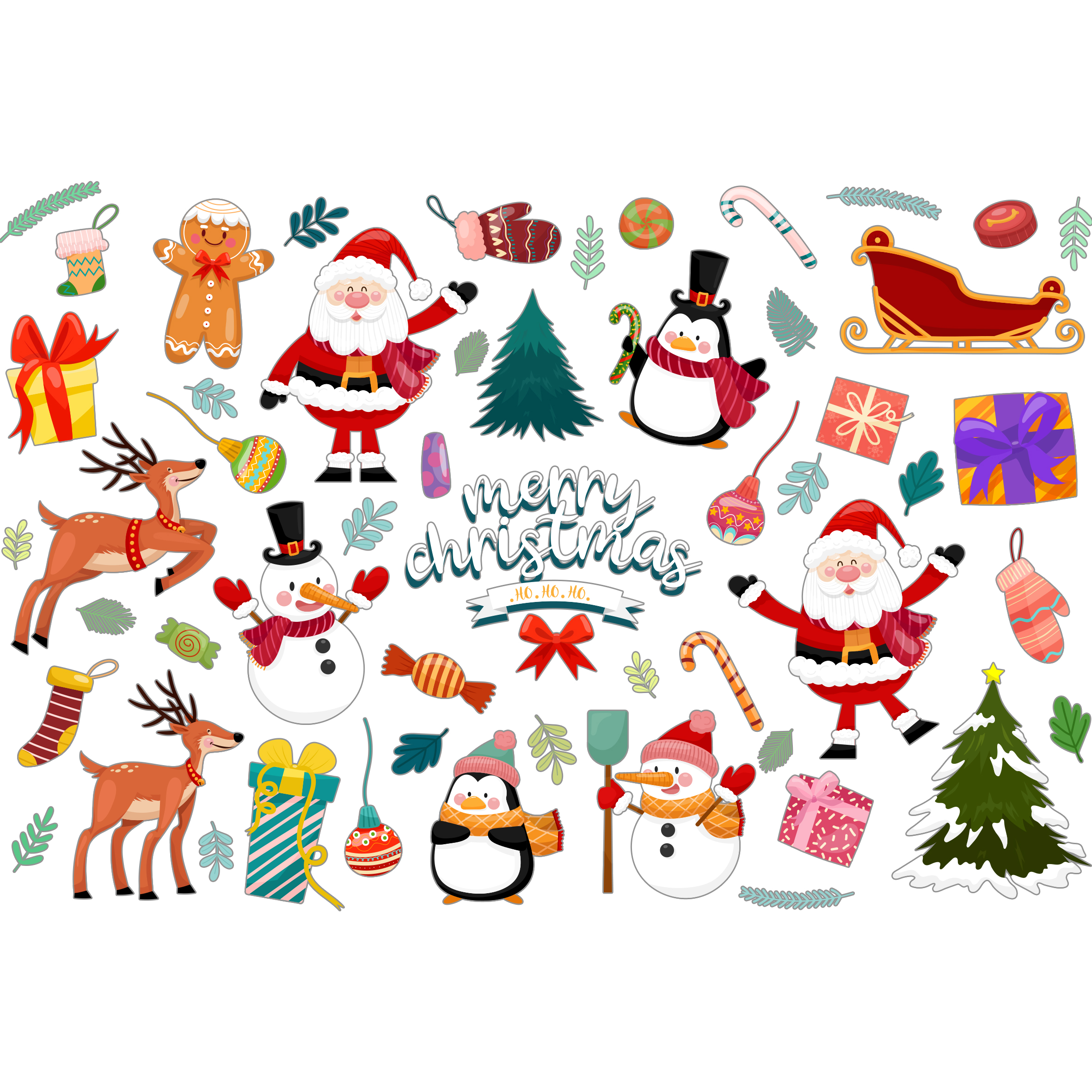2021 Christmas gift decorations scene layout door stickers and window stickers