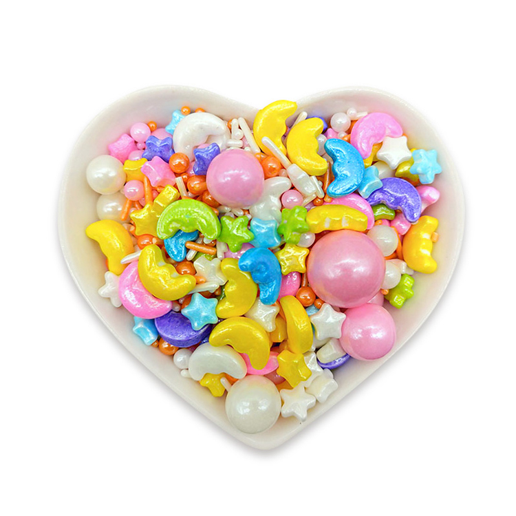 Wholesale Novelties 2020 Moon Stars Candy Beads Birthday Party Cake Decoration Sugar Candy Beads E dible Sugar Pearl Sprinkles