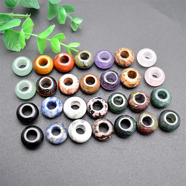 Wholesale Natural Gemstone Random Mix Colors Amethyst Rose Quartz Howlite Green Aventurine Round Big Hole Round Stone Beads