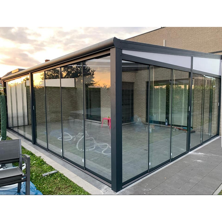 All season Sunroom Aluminium Veranda Glass Veranda with sliding  glass wall