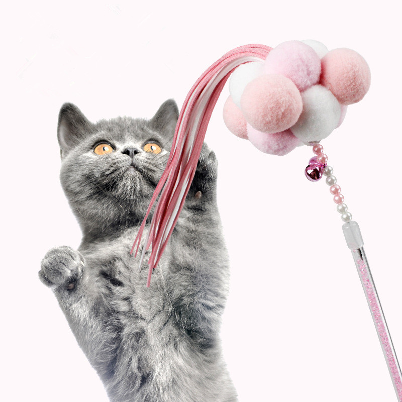 Cat перо игрушки для животных и эксерсисер для кошки и котенка палочка с колокольчиками Зефир стиль