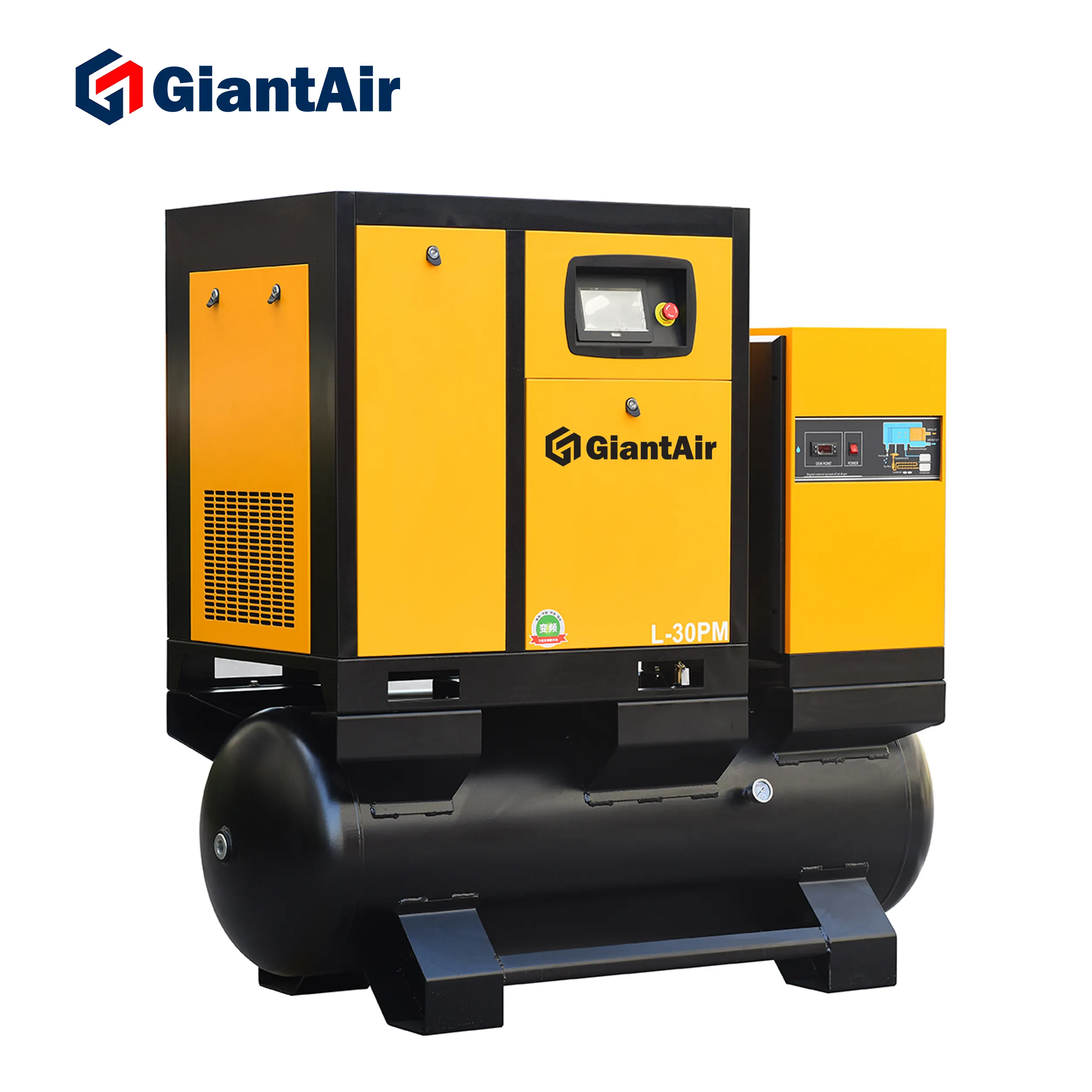 GiantAir Rotary Screw Air Compressor With Air Dryer Hot-selling 4kw 5.5kw 7.5kw 15kw 22kw For Laser Cutting