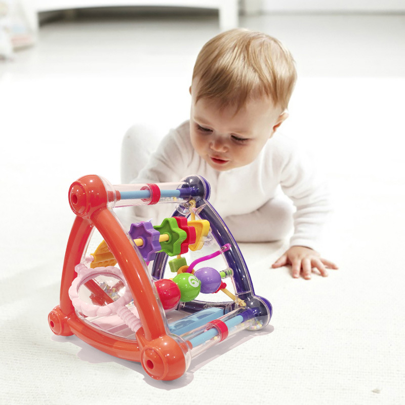Early Education Multiple Styles Mixed Color Woven Baby Rattle Cube