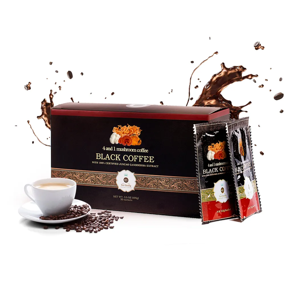 OEM Ganoderma Reishi chaga lion's mane cordyceps mushroom Extract instant black latte cappuccino mocha chocolate coffee powder