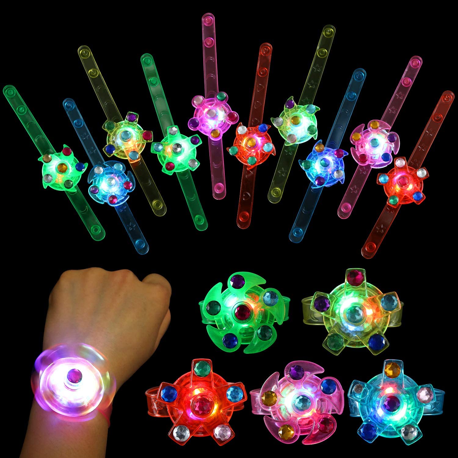 Finger rotating soft rubber luminous bracelet gyro children LED luminous game toy children's gift 5-piece set