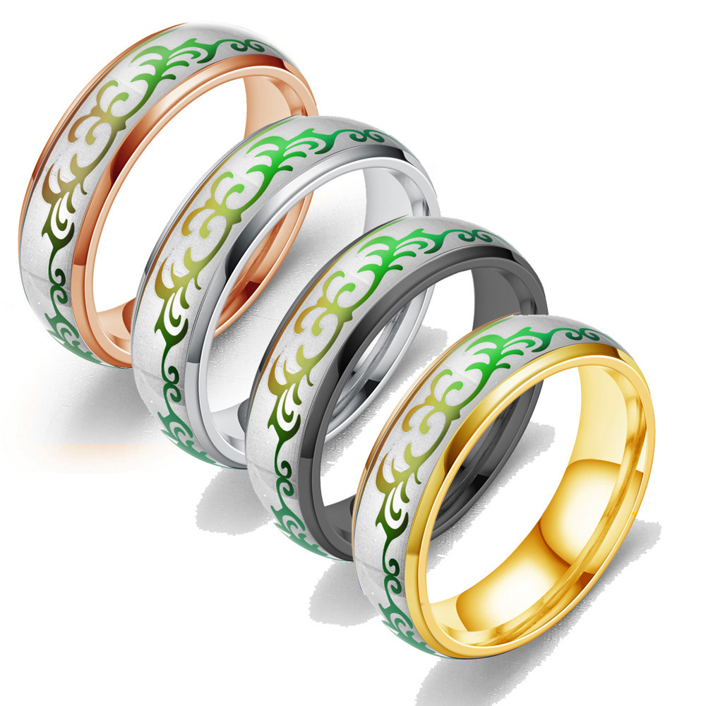 stainless steel Grass mood rings temperature change colors titanium steel men and women rings