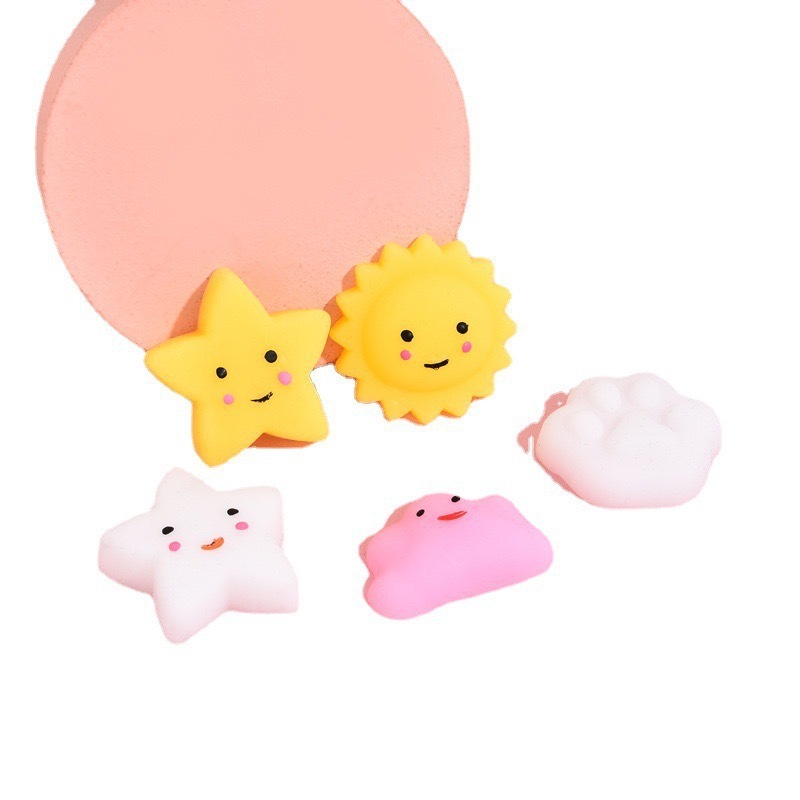 Sunny Cloud Theme Cute Character Squeeze Toy TPR Soft Anti Stress Fidget Relief Decompress Pack Party Kids Squishy Toys