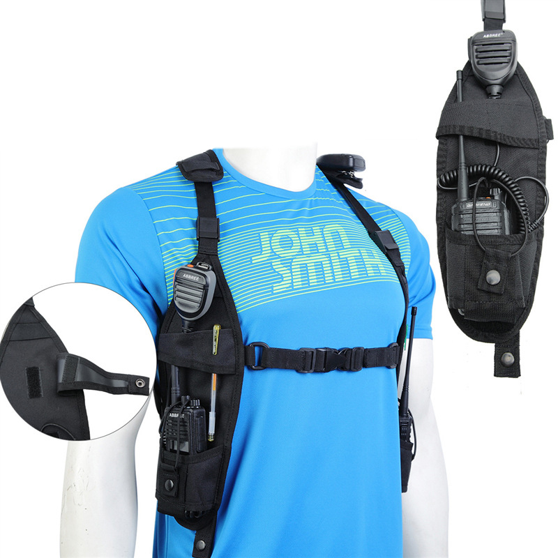 Universal Double Radio Shoulder Holster Two-Way Radio Holder with Belt Clip no Chest Style Radio Harness for BaoFeng Motorola