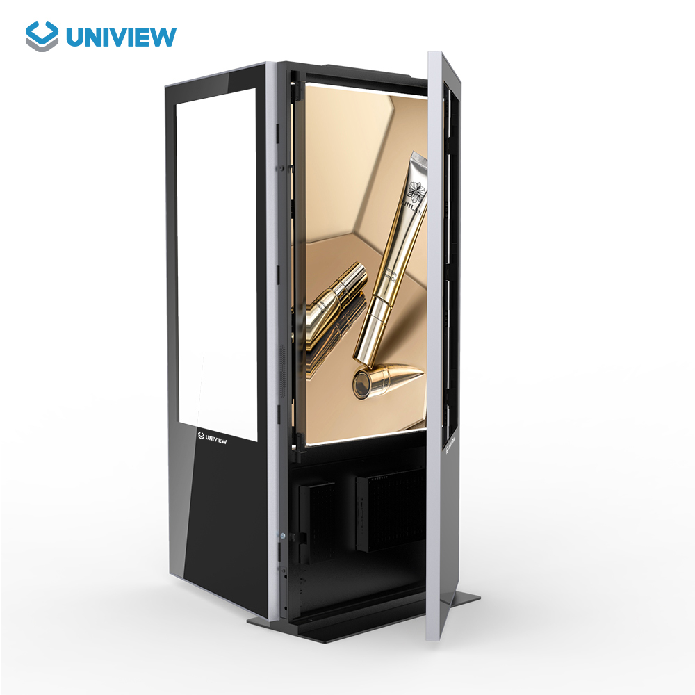 double sided floor stand touch screen display kiosk 65'' totem display