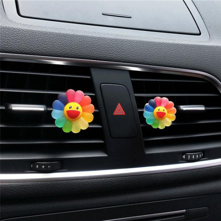 Promotional A Pair Of Colorful Sunflowers Air Freshener Car Clip Diffuser Aromatherapy For Girl