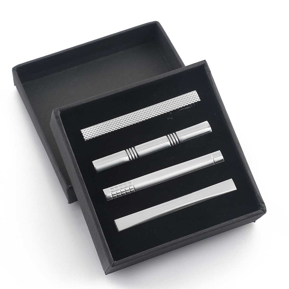 Tie Bar Clip Set с Gift Box, Blank Quality Copper Material, Skinny Tie Pin, ready для Ship, 4 Pcs