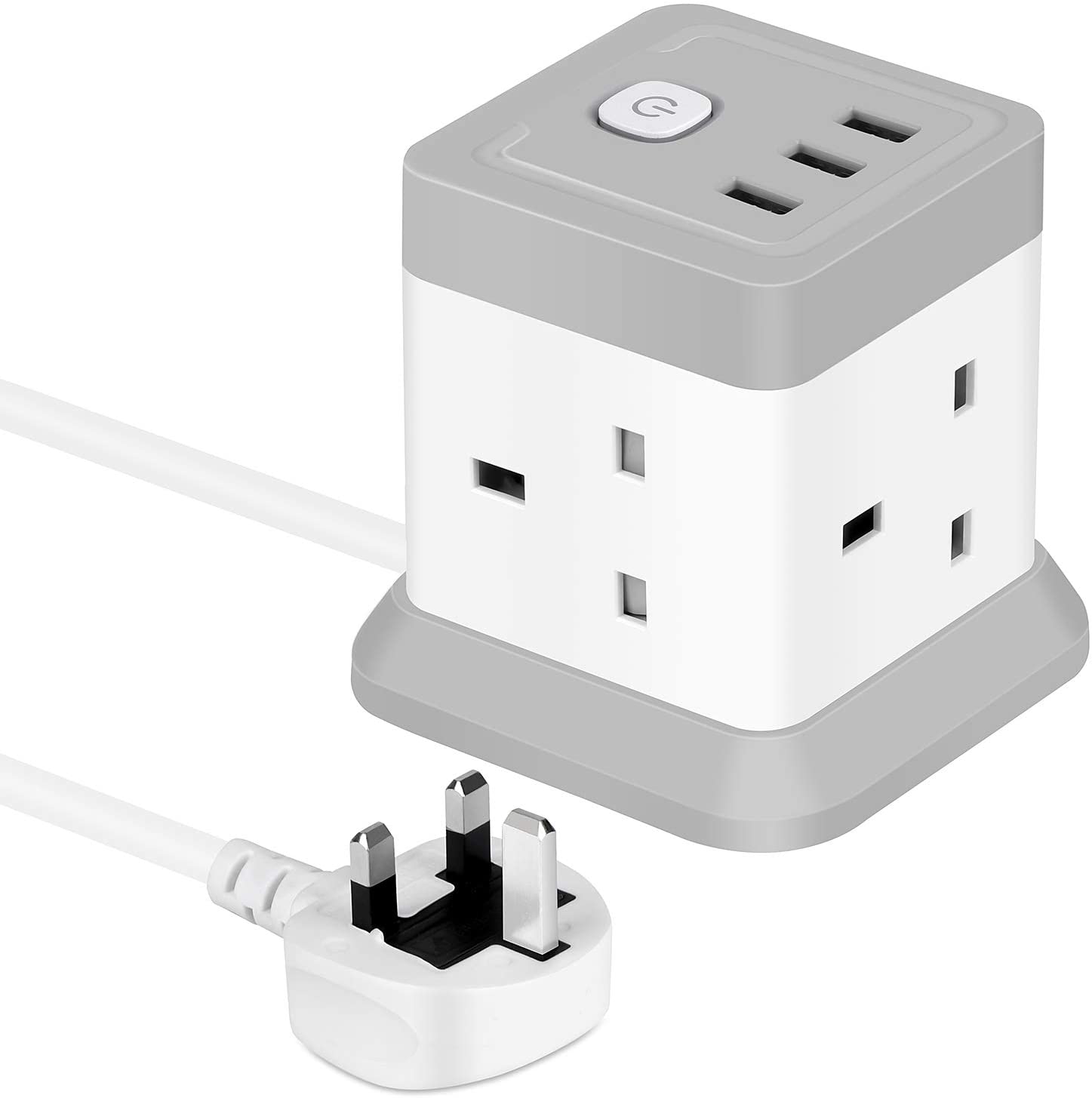 Cube свинцовый шнур-удлинитель с USB, 4-точечная удлинитель с 3 портами USB (5V/2.4A) Великобритания розетка с выключателем 1,5 м удлинители