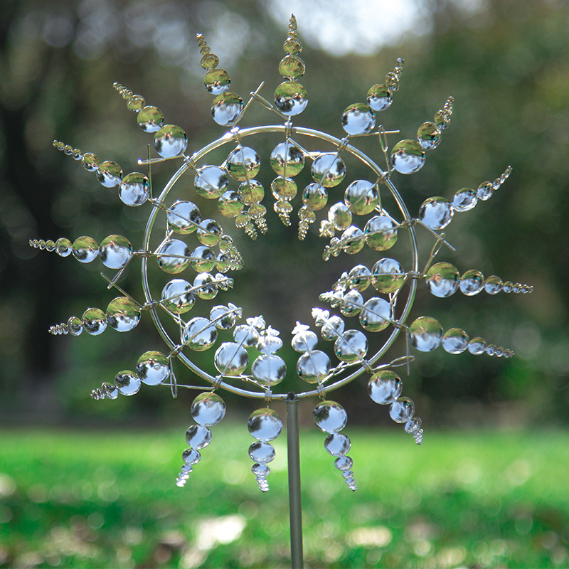 Novel Peculiar Wind Kinetic Energy Art Windmill 3d Vertical Axis Windmill Outdoor Garden Ornament Metal Windmill