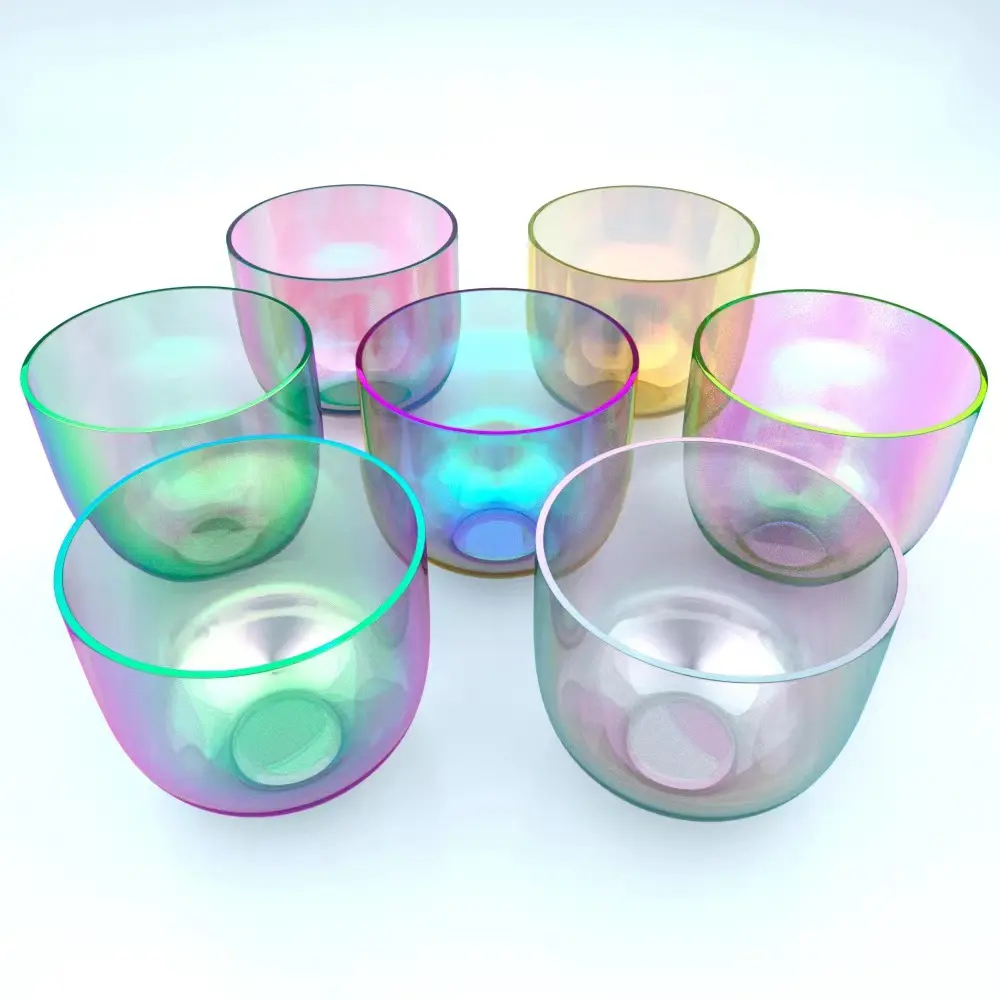 7 Color Clear Cosmic Chakra Alchemy Crystal Singing Bowls For Meditation Sound Healing