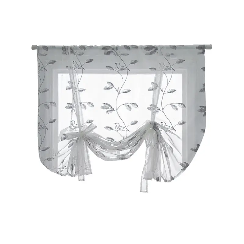 LATAM supplier wholesale polyester fabric Embroidered bird pattern Window Sheer Curtains for KitchenBedroom living room