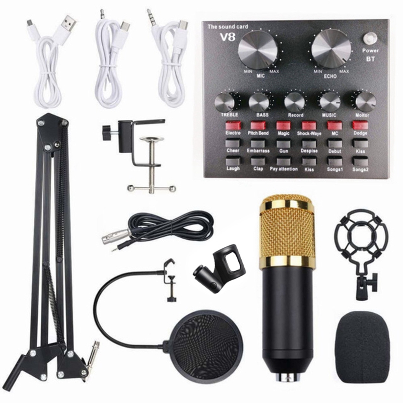 Usb sond карта V8 для мобильного телефона компьютера с микрофоном набор звуковых карт для прямого эфира