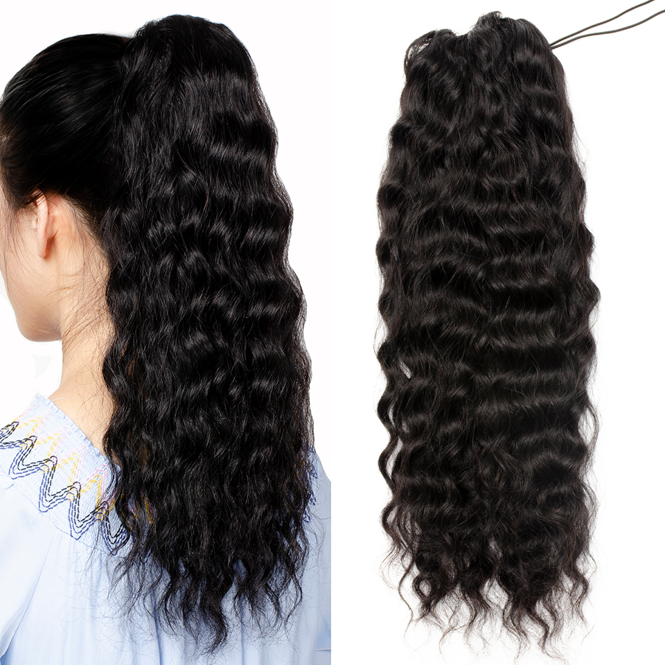 Brazilian Virgin Human Hair Ponytail Hair Extensions Lace Wigs Deep Curly Pony Tail