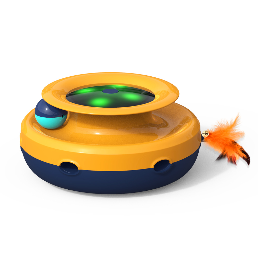 Interactive Cat Toys Automatic Irregular Turntable Circle Track Plastic Disk Moving Balls Cats Pet Toys Cat Smart Toy