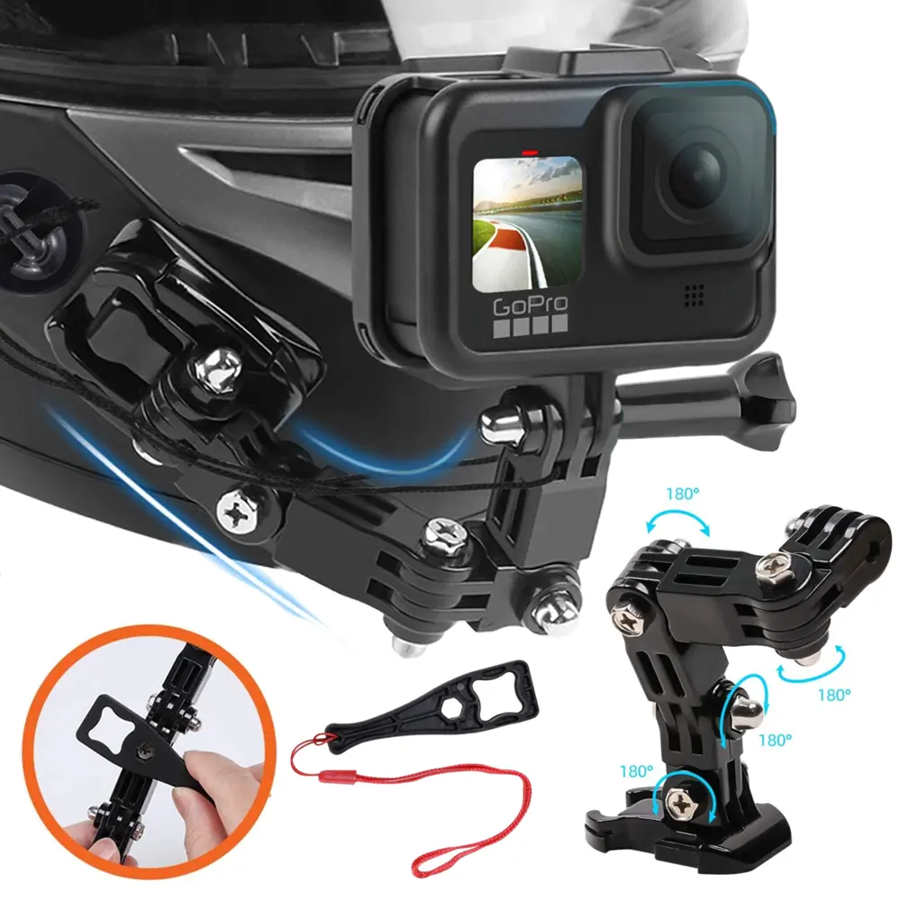 Action Sports Camera Motorcycle Vlogging Shooting Accessories Helmet 3 Way Joint Adjustable Extension Arm Mount Kit
