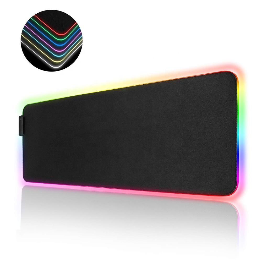 Rgb черный коврик для мыши, мягкий резиновый игровой коврик для мыши со светодиодной подсветкой xxl рулон материала